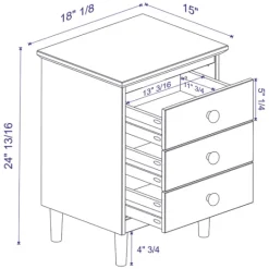 Kirkland's Home Walnut 3-Drawer Wood Nightstand- Nightstands