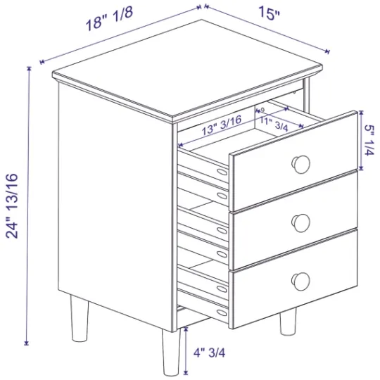 Kirkland's Home Walnut 3-Drawer Wood Nightstand- Nightstands