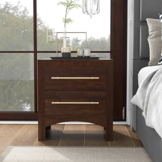 Kirkland's Home Walnut 2-Drawer Wood Nightstand- Nightstands