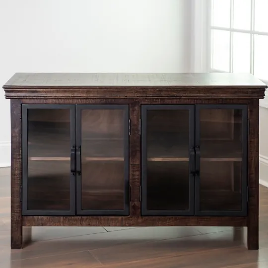 Kirkland's Home Walnut Henry Cabinet With Glass Doors- Cabinets & Sideboards