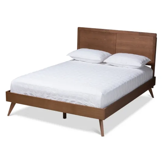 Kirkland's Home Walnut Inset Paneling Platform King Bed- Beds & Headboards