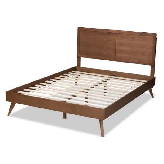 Kirkland's Home Walnut Inset Paneling Platform King Bed- Beds & Headboards