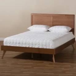 Kirkland's Home Walnut Inset Paneling Platform King Bed- Beds & Headboards