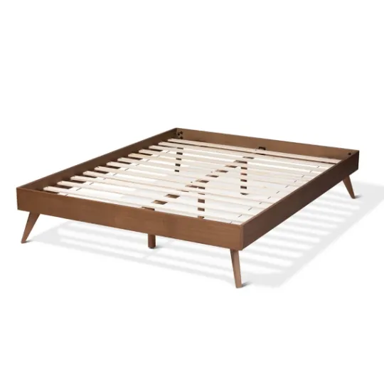 Kirkland's Home Walnut Low Angled Leg King Bed Frame- Beds & Headboards