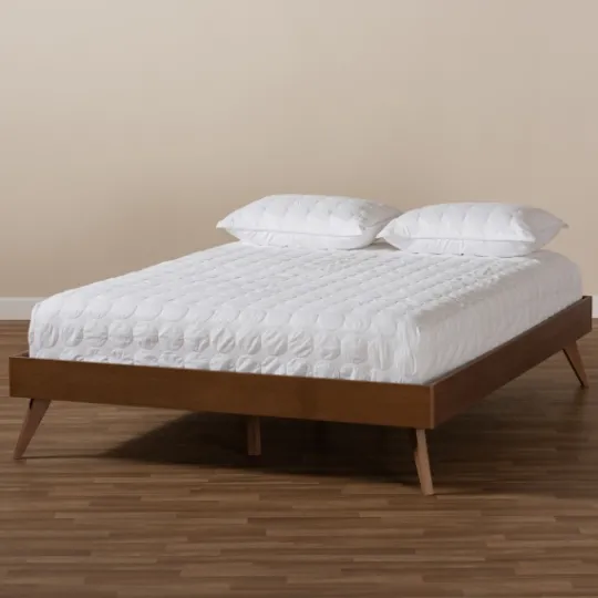 Kirkland's Home Walnut Low Angled Leg King Bed Frame- Beds & Headboards