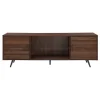Kirkland's Home Walnut Mid-Century Modern Glass Shelf Tv Stand- Tv Stands & Media Consoles