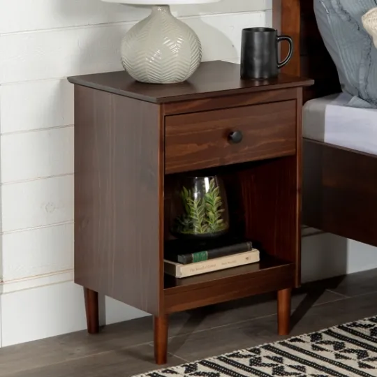 Kirkland's Home Walnut One-Drawer Wood Nightstand- Nightstands