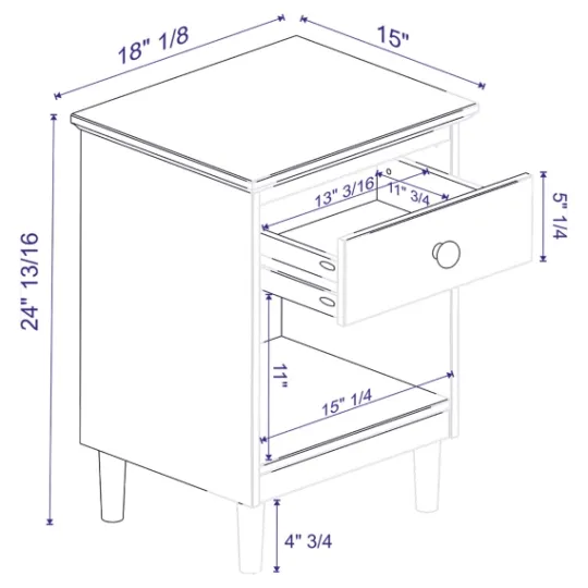 Kirkland's Home Walnut One-Drawer Wood Nightstand- Nightstands