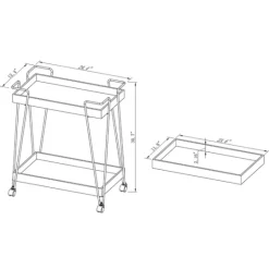 Kirkland's Home Walnut Paulownia 2-Tier Tray Bar Cart- Kitchen Islands & Bar Carts