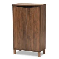 Kirkland's Home Walnut Slim Shoe Storage Cabinet- Entryway Furniture