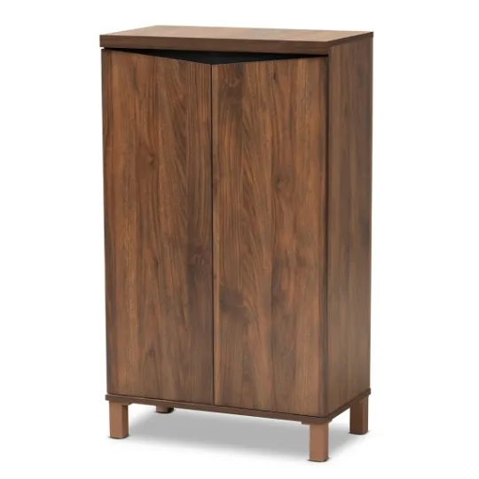 Kirkland's Home Walnut Slim Shoe Storage Cabinet- Entryway Furniture