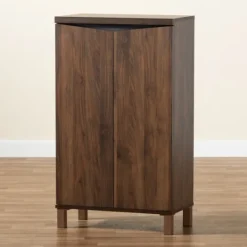 Kirkland's Home Walnut Slim Shoe Storage Cabinet- Entryway Furniture