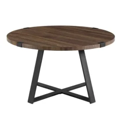 Kirkland's Home Walnut Urban Rustic Round Coffee Table- Coffee Tables
