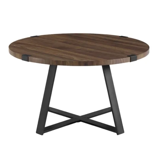 Kirkland's Home Walnut Urban Rustic Round Coffee Table- Coffee Tables