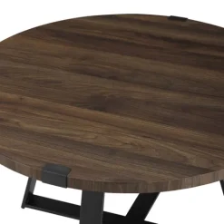 Kirkland's Home Walnut Urban Rustic Round Coffee Table- Coffee Tables