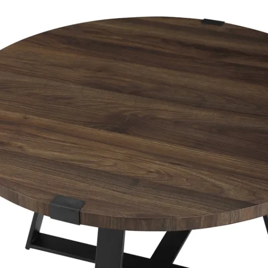 Kirkland's Home Walnut Urban Rustic Round Coffee Table- Coffee Tables