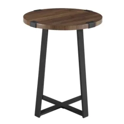 Kirkland's Home Walnut Urban Rustic Round Accent Table- Accent & End Tables