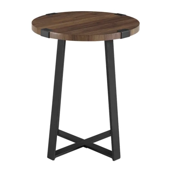 Kirkland's Home Walnut Urban Rustic Round Accent Table- Accent & End Tables