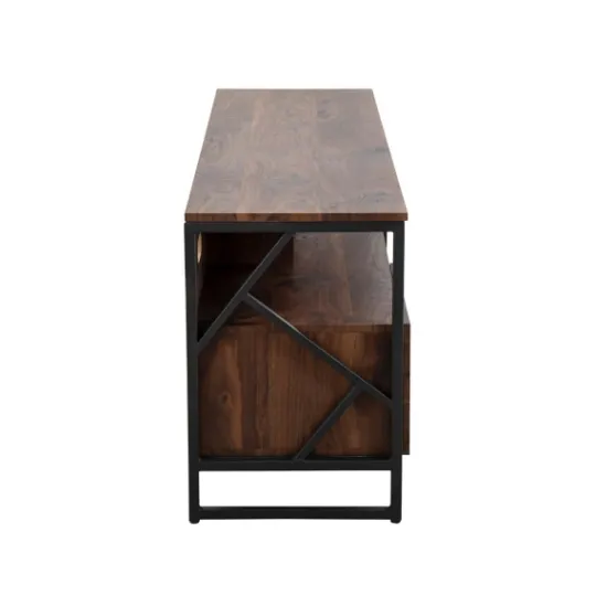 Kirkland's Home Walnut Wood And Black Steel Media Stand- Tv Stands & Media Consoles