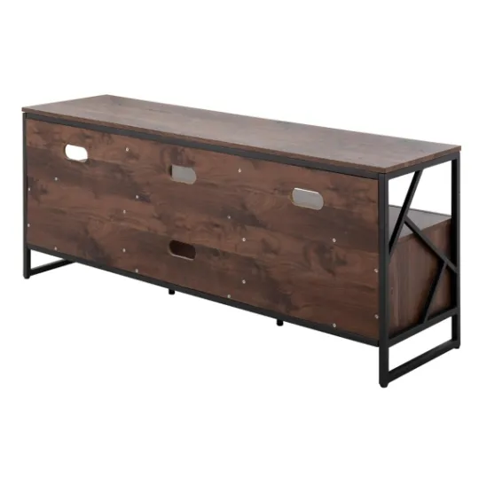 Kirkland's Home Walnut Wood And Black Steel Media Stand- Tv Stands & Media Consoles