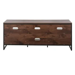 Kirkland's Home Walnut Wood And Black Steel Media Stand- Tv Stands & Media Consoles