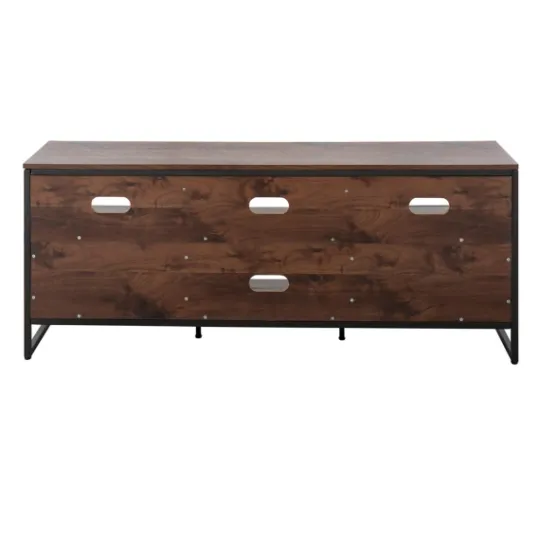 Kirkland's Home Walnut Wood And Black Steel Media Stand- Tv Stands & Media Consoles