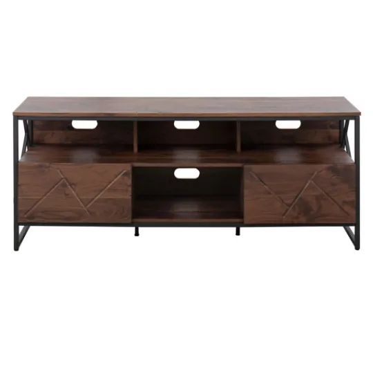 Kirkland's Home Walnut Wood And Black Steel Media Stand- Tv Stands & Media Consoles