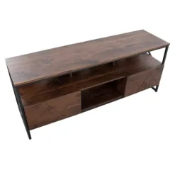 Kirkland's Home Walnut Wood And Black Steel Media Stand- Tv Stands & Media Consoles
