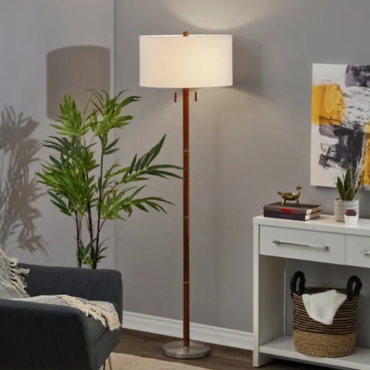 Kirkland's Home Walnut Wood And Silver Floor Lamp, 66 In.- Floor Lamps