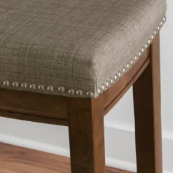 Kirkland's Home Walnut Wood Counter Stool With Cushion- Bar Stools & Counter Height Stools