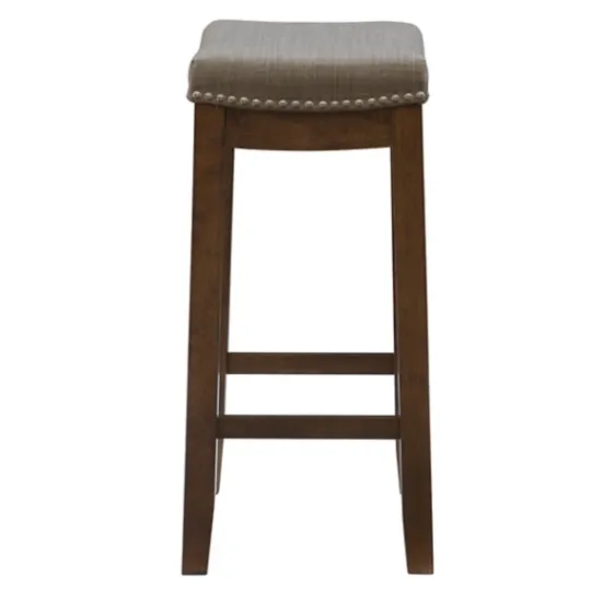 Kirkland's Home Walnut Wood Counter Stool With Cushion- Bar Stools & Counter Height Stools