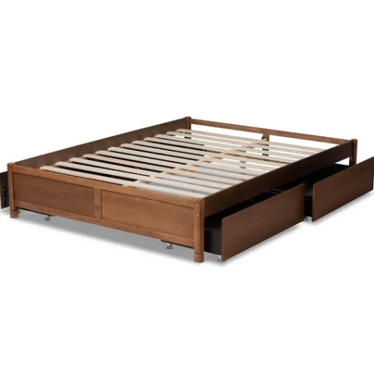 Kirkland's Home Walnut Wood 4-Drawer Full Platform Bed- Beds & Headboards
