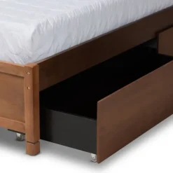 Kirkland's Home Walnut Wood 4-Drawer Full Platform Bed- Beds & Headboards