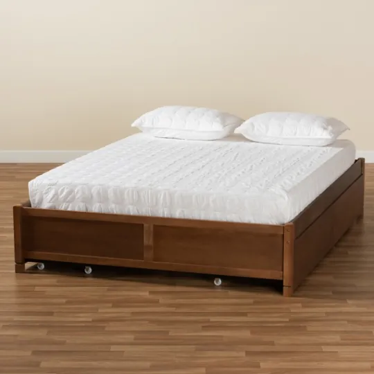 Kirkland's Home Walnut Wood 4-Drawer Full Platform Bed- Beds & Headboards