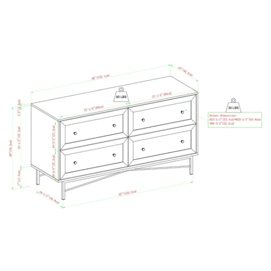Kirkland's Home Walnut Wood Faced Gold Base Dresser- Dressers & Chests