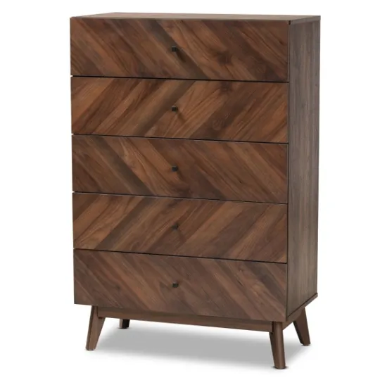 Kirkland's Home Walnut Wood Grain 5-Drawer Chest- Cabinets & Sideboards