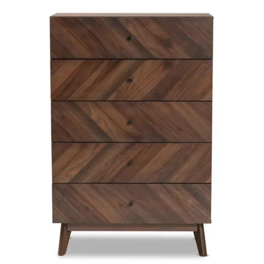 Kirkland's Home Walnut Wood Grain 5-Drawer Chest- Cabinets & Sideboards
