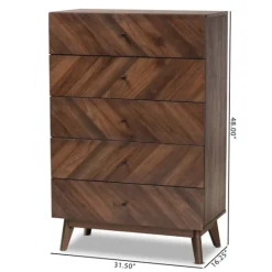 Kirkland's Home Walnut Wood Grain 5-Drawer Chest- Cabinets & Sideboards