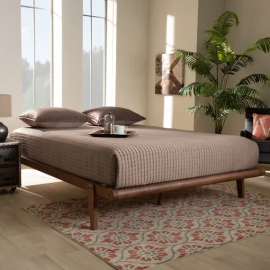 Kirkland's Home Walnut Wood King Platform Bed- Beds & Headboards