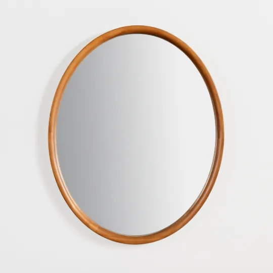 Kirkland's Home Walnut Wood Oval Wall Mirror- Decorative Mirrors