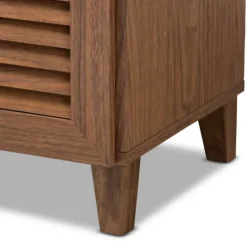 Kirkland's Home Walnut Wood 11-Shelf Paneled Shoe Cabinet- Entryway Furniture