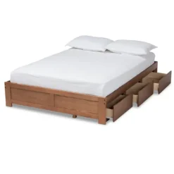 Kirkland's Home Walnut Wooden 3-Drawer Platform Bed- Beds & Headboards