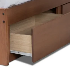 Kirkland's Home Walnut Wooden 3-Drawer Platform Bed- Beds & Headboards