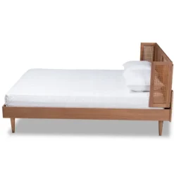 Kirkland's Home Walnut Wrap Around Rattan Queen Bed Frame- Beds & Headboards