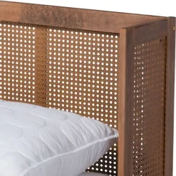 Kirkland's Home Walnut Wrap Around Rattan Queen Bed Frame- Beds & Headboards