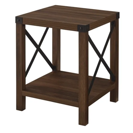 Kirkland's Home Walnut X-Frame Rustic Wood Accent Table- Accent & End Tables