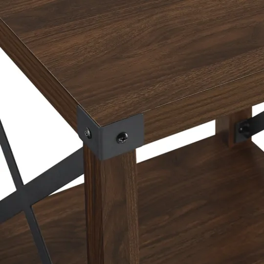 Kirkland's Home Walnut X-Frame Rustic Wood Accent Table- Accent & End Tables