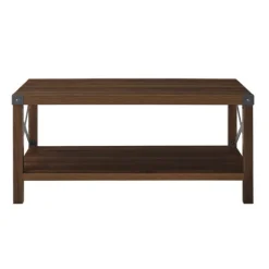 Kirkland's Home Walnut X-Frame Rustic Wood Coffee Table- Coffee Tables