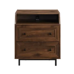 Kirkland's Home Warm Brown Curved Top Nightstand Table- Nightstands