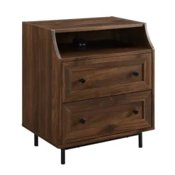 Kirkland's Home Warm Brown Curved Top Nightstand Table- Nightstands